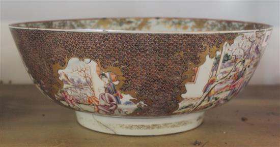 Chinese punch bowl (badly broken) and a Chinese octagonal dish